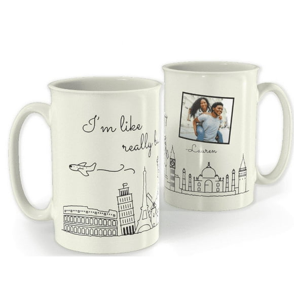 18 oz White Ceramic Bistro Custom Mug