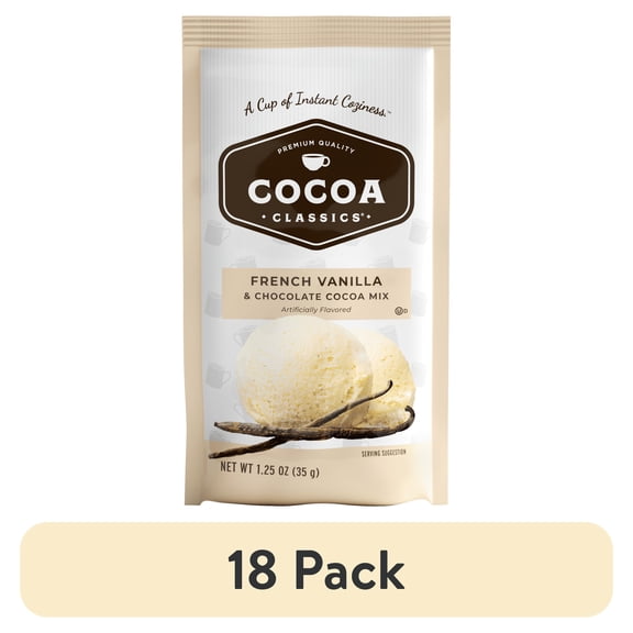Cocoa Classics French Vanilla Cocoa Mix Hot Chocolate Made with Nonfat Milk Just Add Hot Water Make Hot or Iced Cocoa Gluten Free & Kosher Dairy Friendly 1, 1.25oz Packet