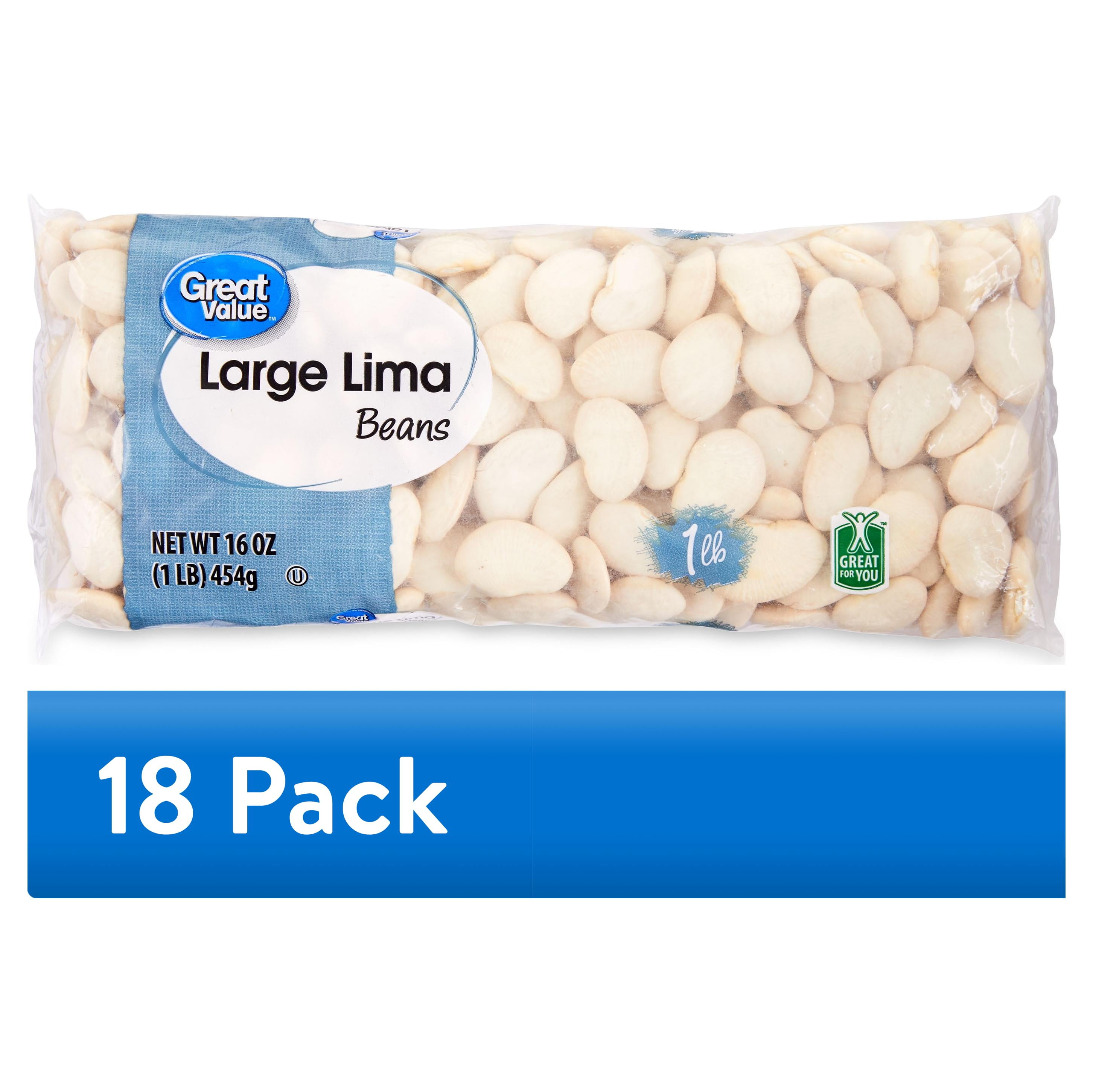 (18 pack) Great Value Large Lima Beans, 1 lb - Walmart.com