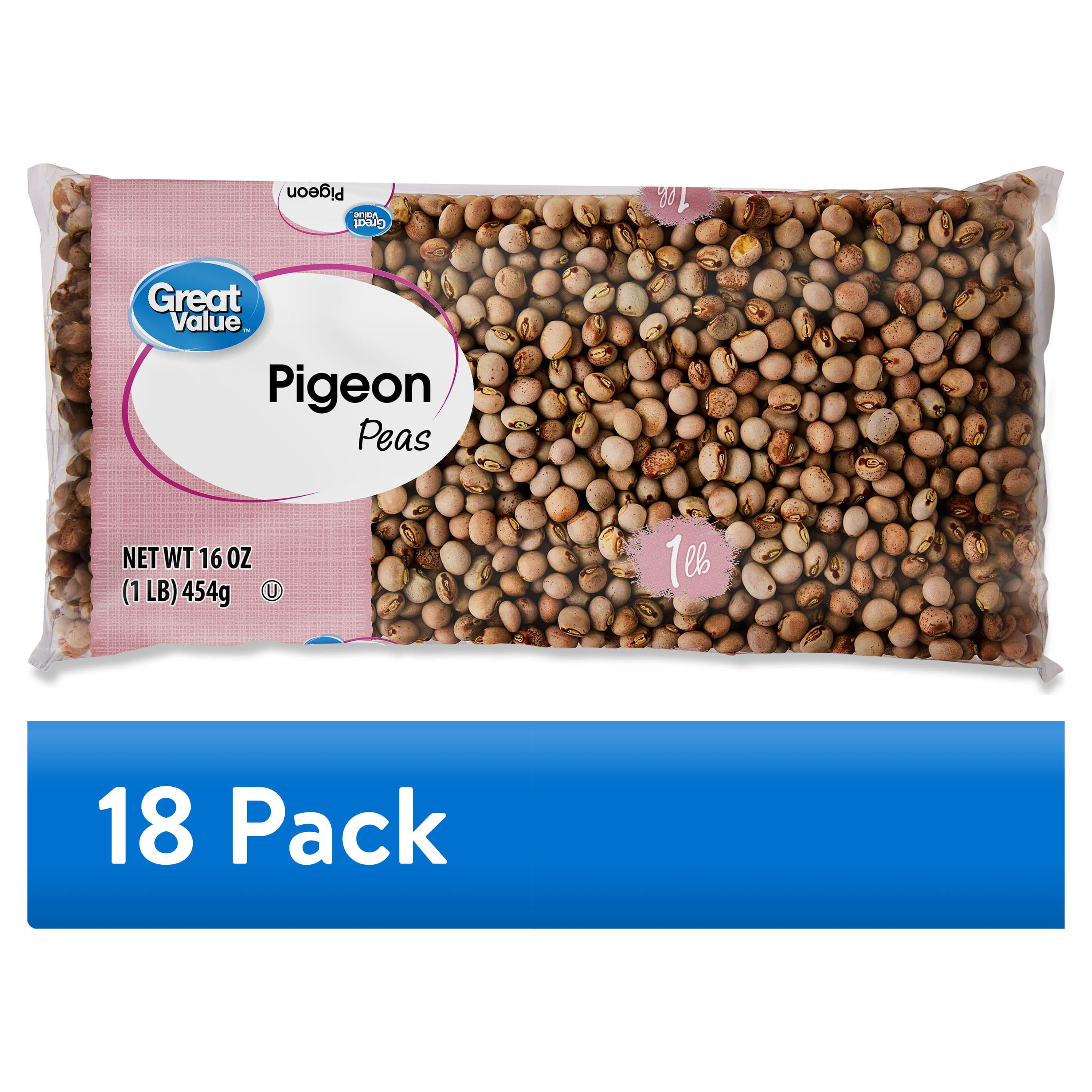 (18 pack) Great Value Pigeon Peas, 1 lb
