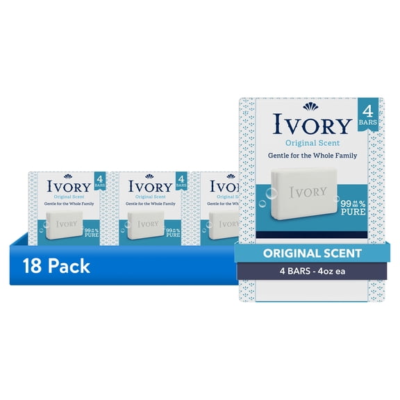 (18 pack) Ivory Gentle Bar Soap, Original Scent 4 oz (4 count)