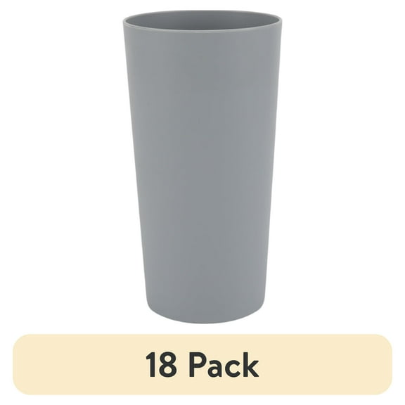 (18 pack) Mainstays - Gray Round Plastic Tumbler, 26-Ounce