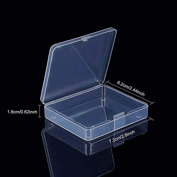 18 pack Rectangle Clear Plastic Bead Storage Containers box Case with Flip-Up Lids for Small Items Pills Herbs Tiny Bead Jewelry Findings (7.2 x 6.2 x 1.6cm)