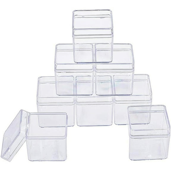 18 pack Square High Transparency Plastic Bead Storage Containers box Case for beauty supplies Tiny Bead Jewerlry Findings and Other Small Items - 4cm x 4cm x 4cm(1.57x1.57x1.57 Inches)