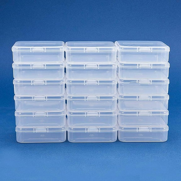 18 pack Square Mini Clear Plastic Bead Storage Containers box Case with lid for Items Pills Herbs Tiny Bead Jewerlry Findings and Other Small Items