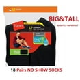 thumbnail image 1 of 18 pairs Hanes Men's BIG & TALL   cushion No Show socks "SLIGHTLY~IMPERFECT" (Black, 18 Pairs), 1 of 4