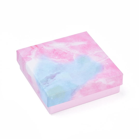 18 pc Cotton Filled Cardboard Gift Box Jewelry Set Boxes for Party Wedding Birthday with Sponge Inside Square Sky Blue 9.2x9.2x2.9cm