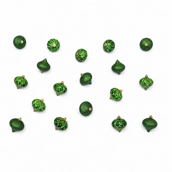 18-pc Green and Gold Teardrop Shatterproof Christmas Ornaments