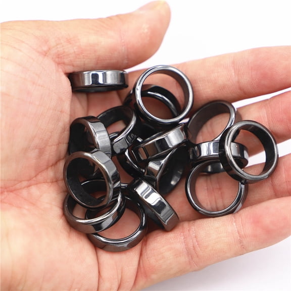 18 pc Non-Magnetic Hematite Plain Band Ring Inner Diameter: 19mm