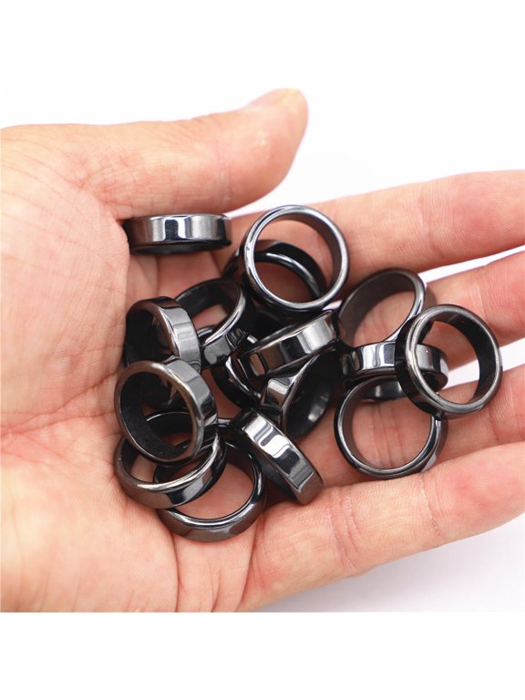 18 pc Non-Magnetic Hematite Plain Band Ring Inner Diameter: 19mm