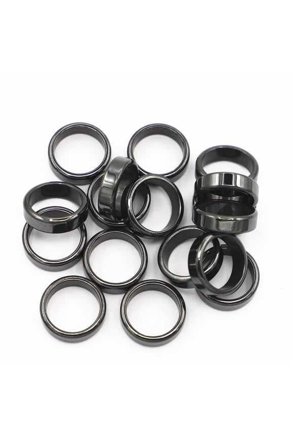 18 pc Non-Magnetic Hematite Plain Band Ring Inner Diameter: 20mm