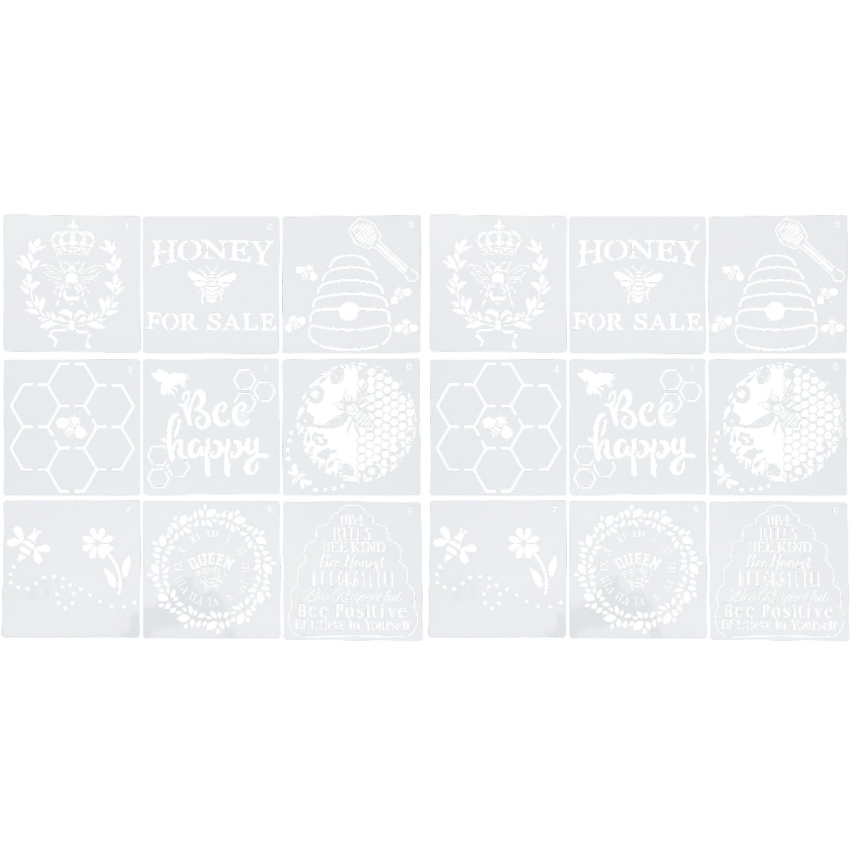 18 pcs Bee Stencil Reusable Bee Stencils for Painting DIY Crafts
