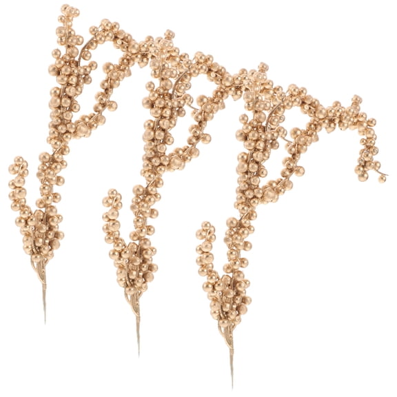 18 pcs  Christmas Simulated Berry Branches Christmas Tree Branch (Golden)