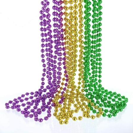 18 pcs Mardi Gras Beads, 33" Multi Colors Necklaces Bundle, Party Costume Necklace Metallic Colors in Green