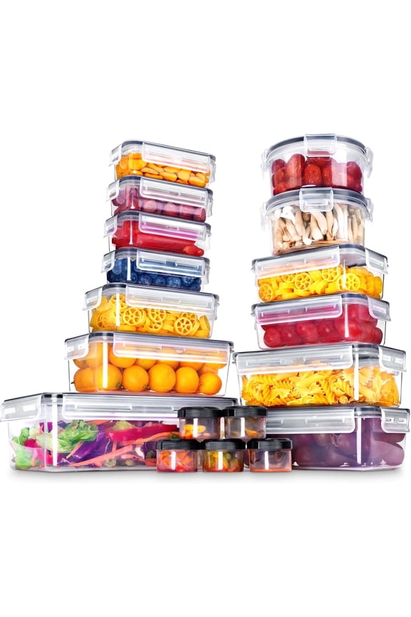 18 Pack Food Storage Containers with Airtight Lids: Leak-Proof Plastic Containers for Kitchen Organization, Meal Prep, Lunch Containers Organization(BPA-Free)