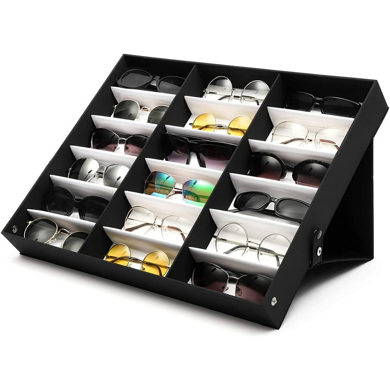 18 pcs Sunglasses Organizer Eyewear Display Storage Case Tray