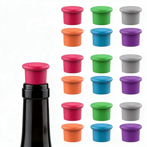 18 pcs colored wine stoppers, reusable silicone wine stoppers, champagne stoppers, beverage beer bottle caps, glass bottle stoppers, keep wine fresh