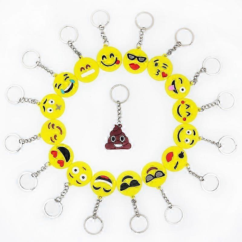 18 pieces Smiley Keychain, Keychain Rings, Emoji Keychain, Emoticon ...