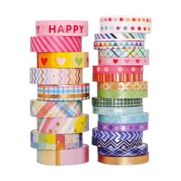 18-roll Tape Set Bright Mix Gold Tape Set Rainbow Foil Decorative Masking Tapes for Journaling, Scrapbooking, Planners, Cards Gift Wrapping