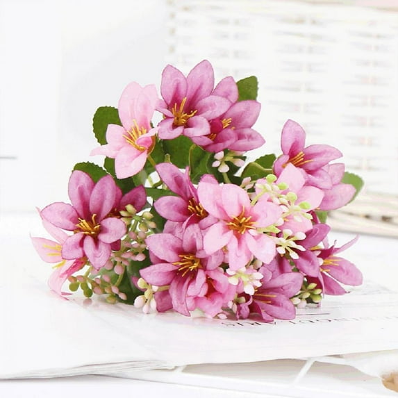 18 silk flower artificial lily European style multicolor fake bride flower bouquet wedding family party decoration DIY