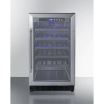 18" wide ADA compliant wine cellar for built-in or freestanding use with stainless steel cabinet, digital controls, and LED lighting