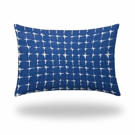18 x 0.5 x 12 in. Blue & White Zippered Abstract Lumbar Indoor & Outdoor Pillow Cover