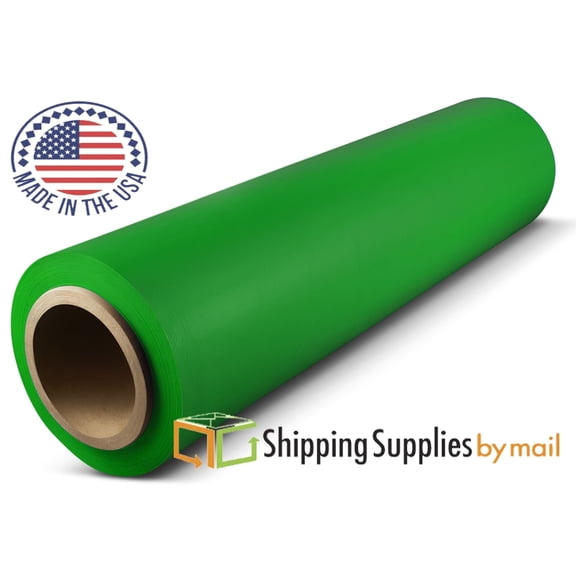 SSBM Green Cast Hand Stretch Wrap 18" x 1000' 8 Rolls 100 Gauge Plastic Opaque Self Adhesive Shrink Film for Shipping