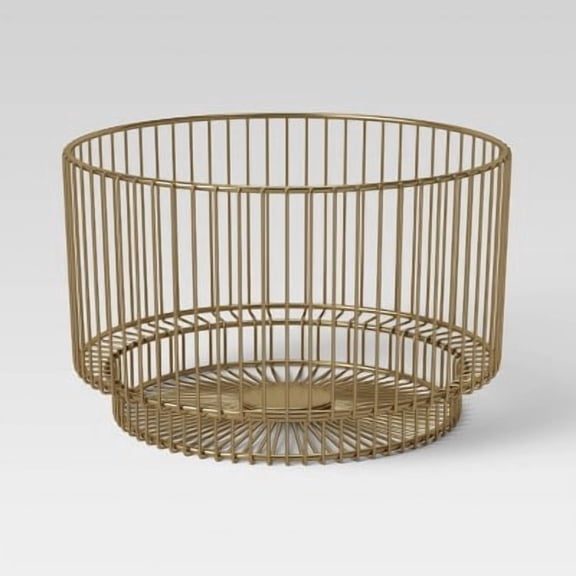 18" x 11" Metal Wire Basket with Finish - Modern Iron Storage, Round Shape