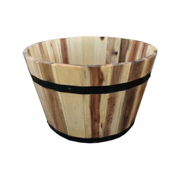 18 x 11 in. Wood Barrel Wood Planter