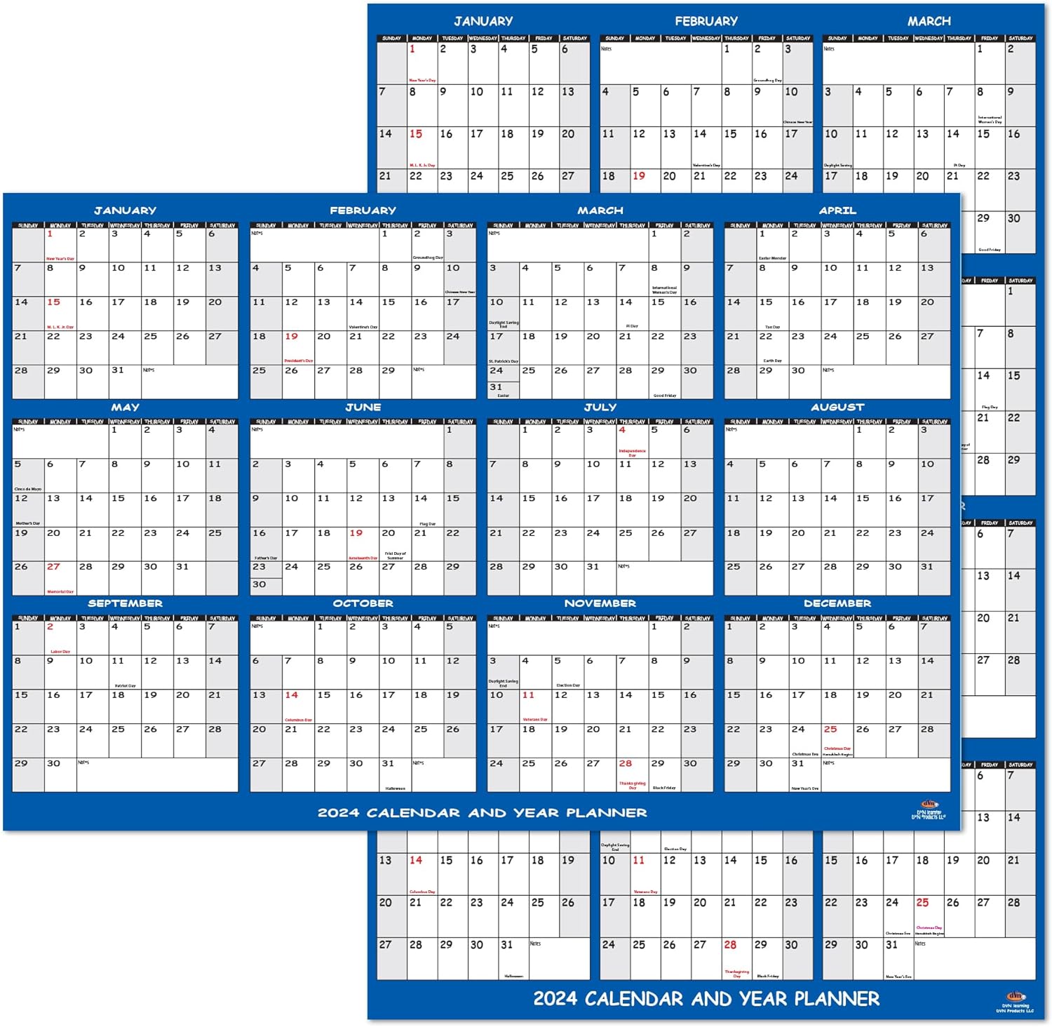 Moocorvic 2024 Calendar 18 Month, Wall Calendar 2024-2025 Desk Calendar ...