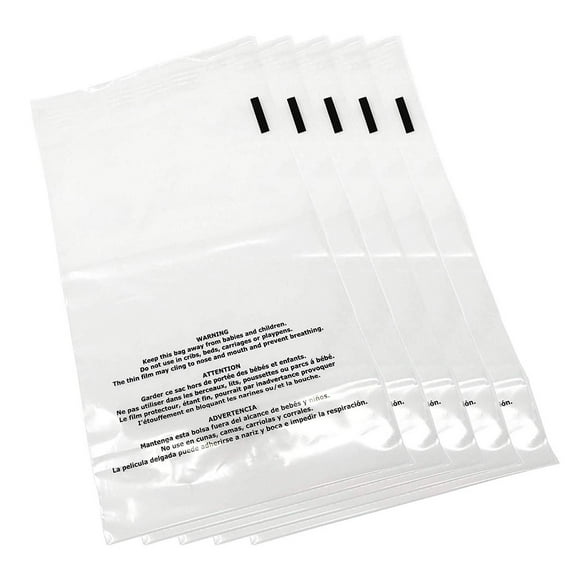18" x 12" Clear Resealable Poly Bags with Suffocation Warning, 1.5 Mil Self Sealing Plastic Packaging Bags, 100 Count 1 Pack