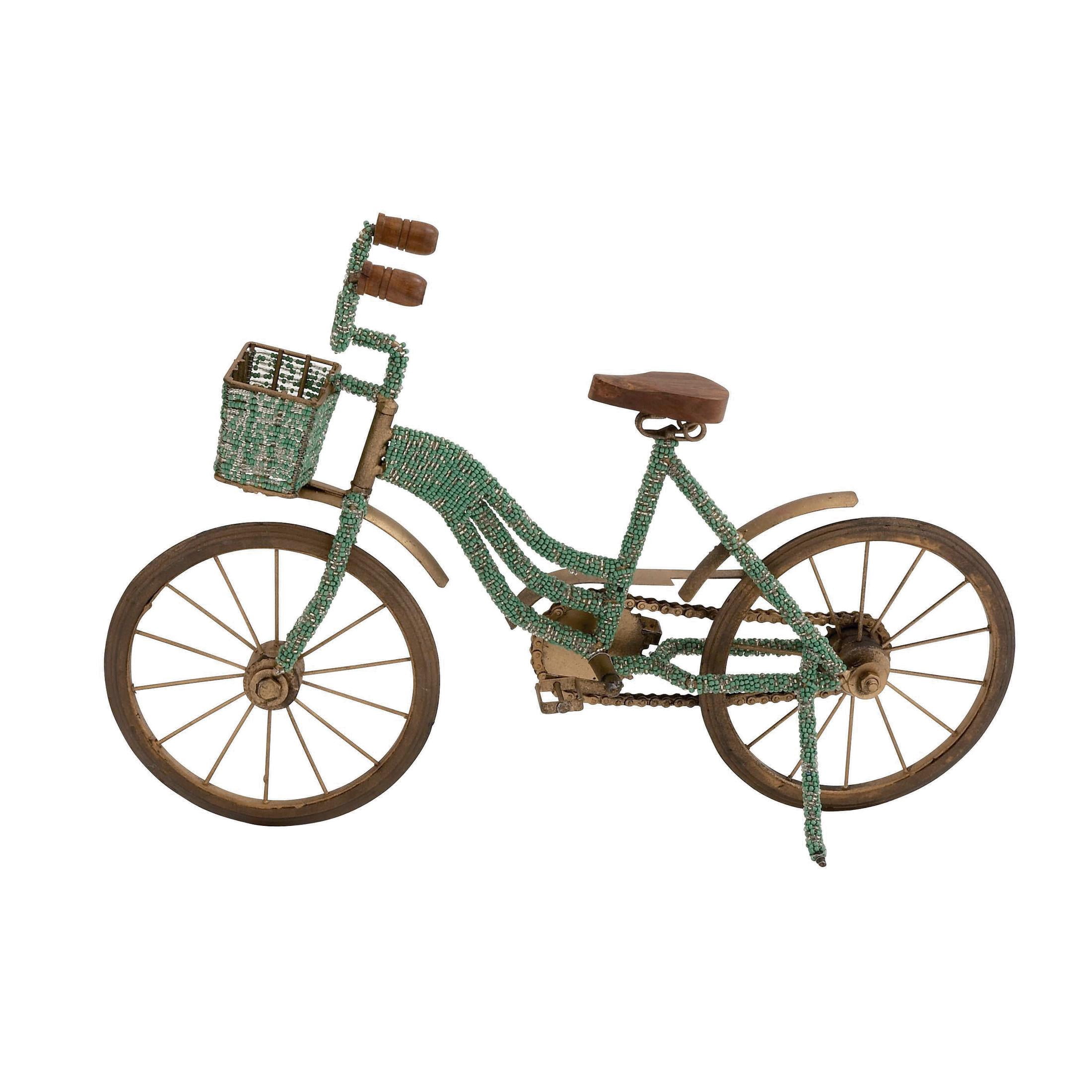 18" x 13" Green Metal Bike Sculpture, by DecMode