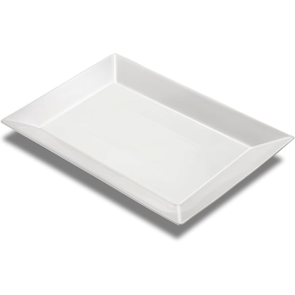 18" x 12" Large Serving Platter, Porcelain Heavy-Duty Large Serving Tray, White Rectangular Plate for Turkey, , Fruit, Party, Wedding, Christmas, Chip and Scratch Resistant