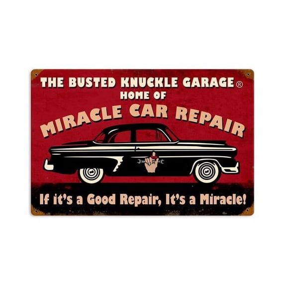 18 x 12 in. Miracle Car Repair Vintage Metal Sign
