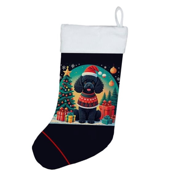 18 x 13.5 in. Unisex Black Toy Poodle Polyester Christmas Stocking