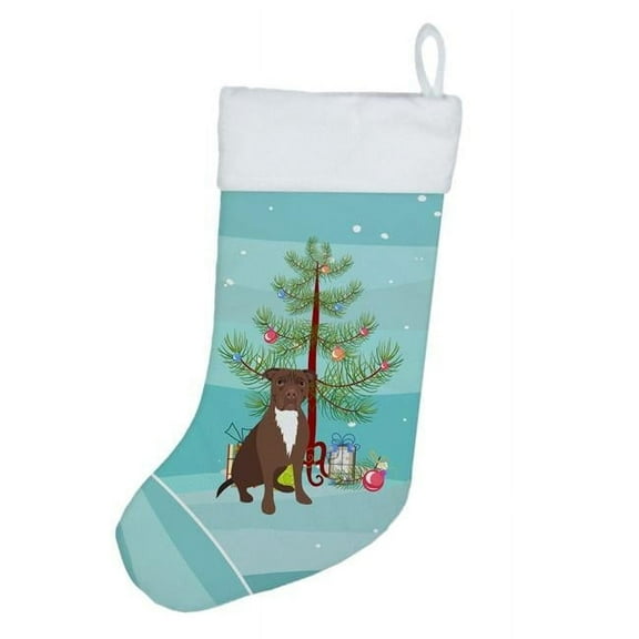 18 x 13.5 in. Unisex Pit Bull Chocolate Christmas Christmas Stocking