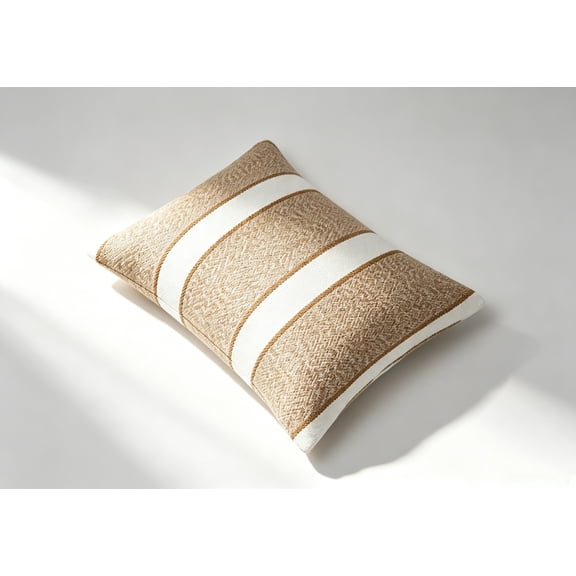 18" x 13" Tan Texture Stripe Outdoor Pillow