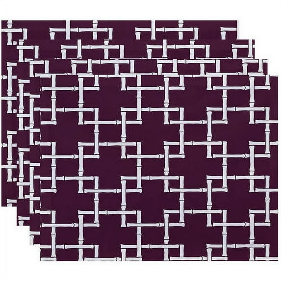 18" x 14" Simply Daisy Mid Century Geometric Print Placemats, Set of 4, Purple