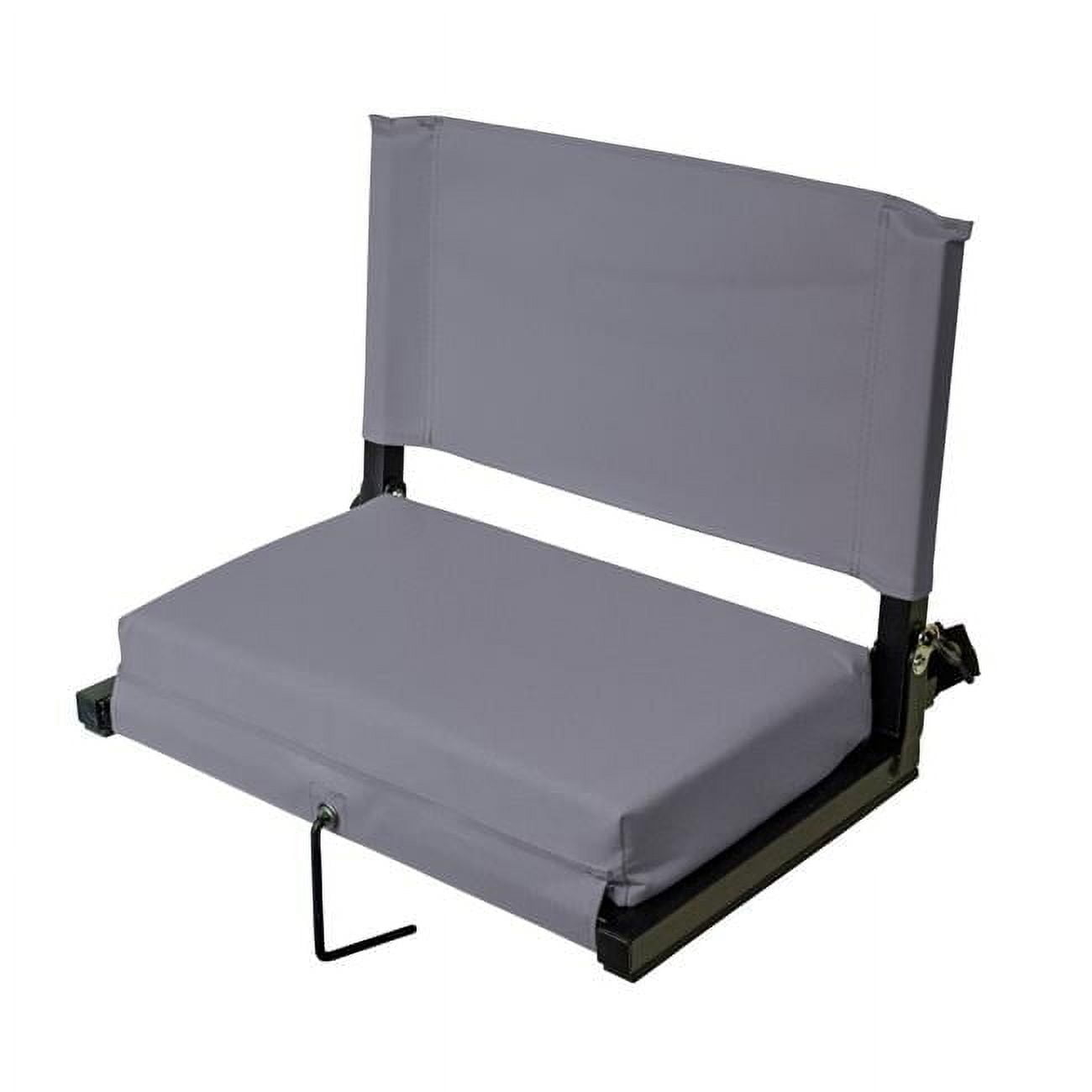 Extra-Large Gray Canvas Folding Stadium Chair with Cushions