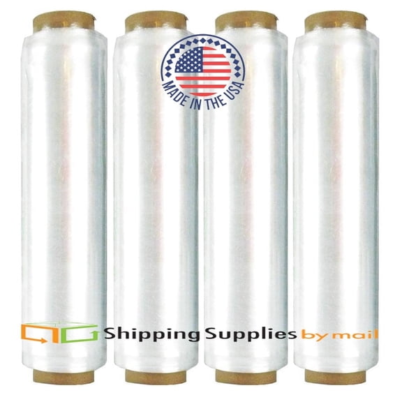 SSBM Cast Hand Pre-Stretch Wrap 17" x 1476' 256 Rolls 34 Gauge Plastic Clear Shrink Wrap for Storing Moving Pallets