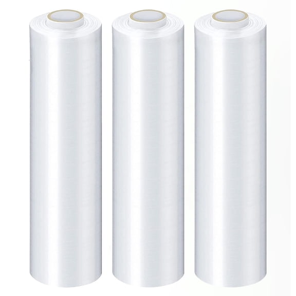 SSBM Cast Hand Stretch Wrap 18" x 1500' 4 Rolls 90 Gauge Clear Heavy Duty Shrink Film for Industrial Use Moving Wrapping