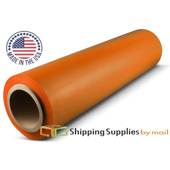 SSBM Orange Tinted Cast Hand Stretch Wrap 18" x 1500' 8 Rolls 80 Gauge Plastic Self Adhesive Shrink Film for Packing