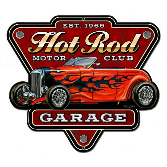 18 x 16 in. Hot Rod Garage Metal Sign