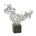 thumbnail image 1 of 18" x 17" Silver Polystone Handmade Floral Sculpture with Black Block Base, by DecMode, 1 of 10