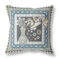 thumbnail image 1 of 18" x 18" Black and White Peacock Blown Seam Floral Indoor Outdoor Throw Pillow, 1 of 5