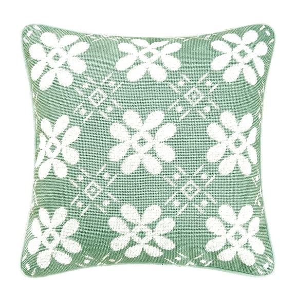 Blue Tile Needlepoint Accent Pillow