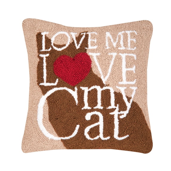 Cat Love Hooked Accent Throw Pillow, 18" x 18"