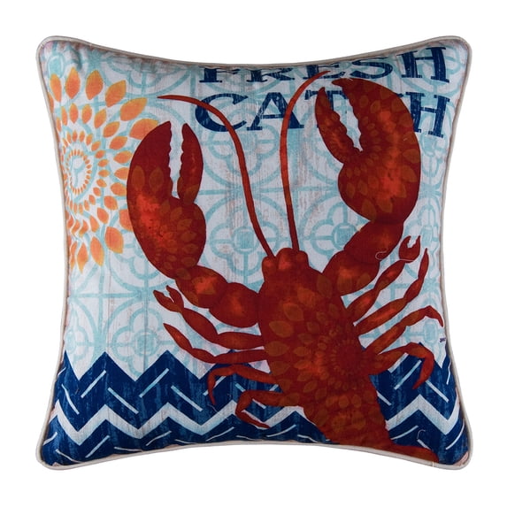 "Fresh Catch" Lobster HD Printed Accent Throw Pillow 18" x 18"