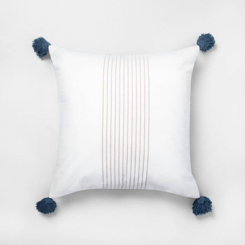 18x18 Center Stripes Tassel Throw Pillow Dark Gray/cream - Hearth & Hand™  With Magnolia : Target
