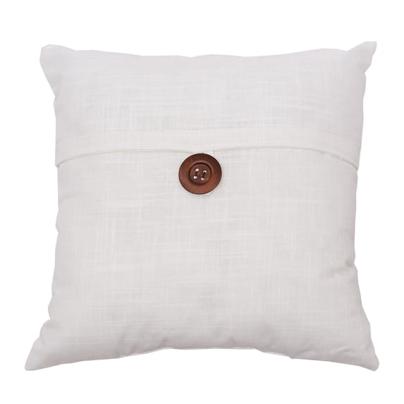 Cream Tone Envelope Embroidered Accent Throw Pillow, 18" x 18" w/ Decorative Wooden Button